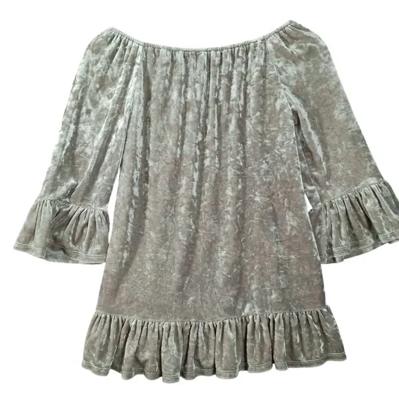 Beachllunchlounge, Crushed Velvet Peasant Top, X-S, Bell Sleeve, Ruffled, Boho - Picture 4 of 11